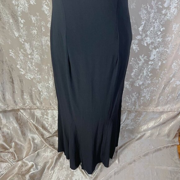 Vintage Dave & Johnny Black Gold Beaded Gown Mesh Detailing Formal Dress Size 8 - Picture 7 of 13